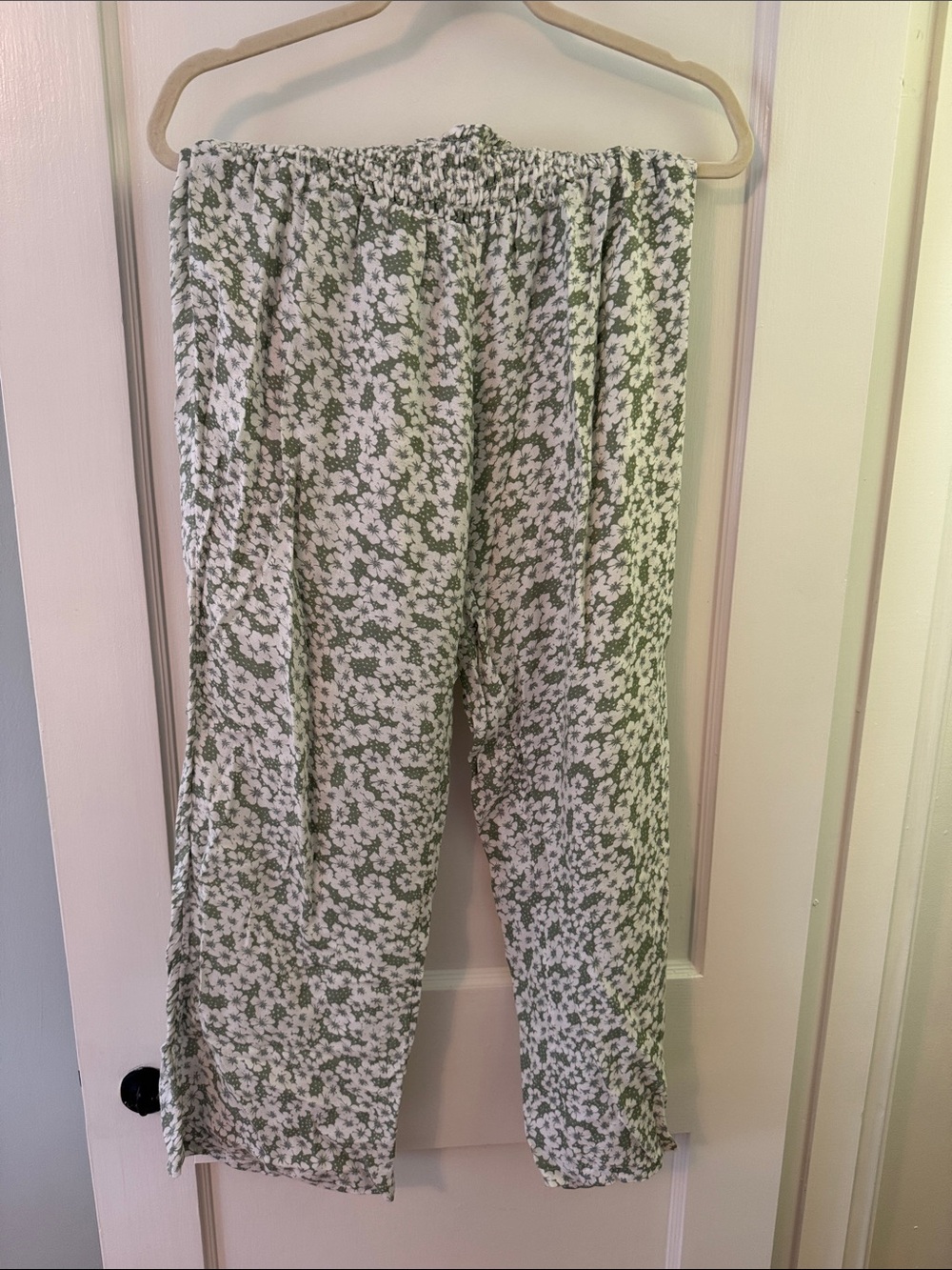 O'Neill Olive and White Floral Wide-Leg Pants